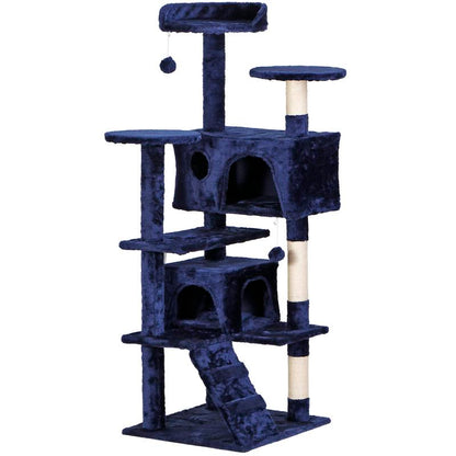 Linkyx 55" Multi-Tier Cat Tree Condo with Plush Perches, Sisal Scratching Posts, and 2 Cozy Hideaways