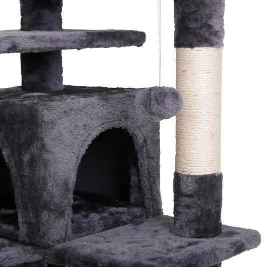 Linkyx 55" Multi-Tier Cat Tree Condo with Plush Perches, Sisal Scratching Posts, and 2 Cozy Hideaways