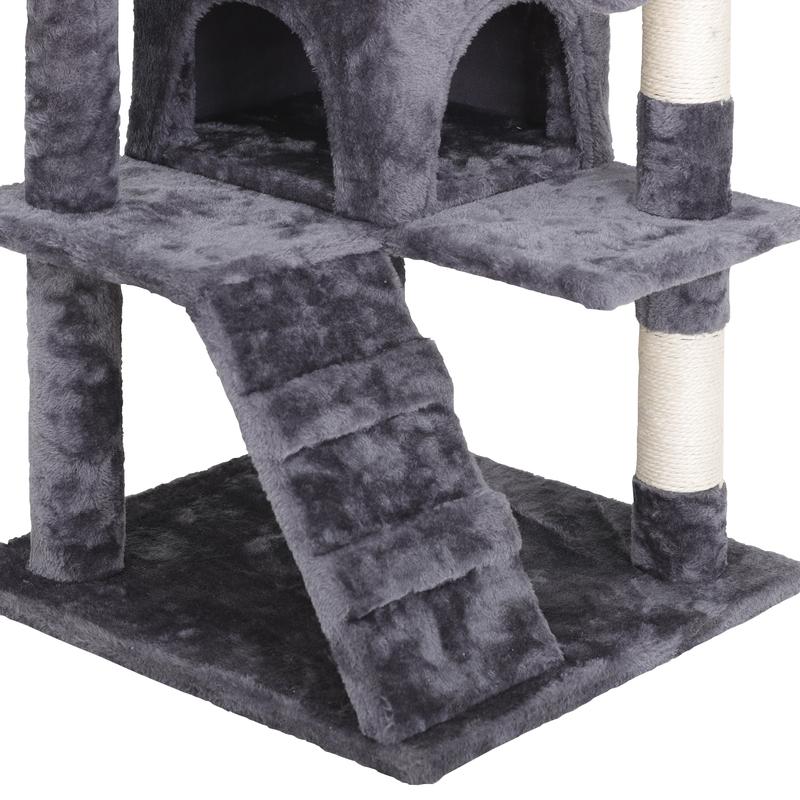 Linkyx 55" Multi-Tier Cat Tree Condo with Plush Perches, Sisal Scratching Posts, and 2 Cozy Hideaways