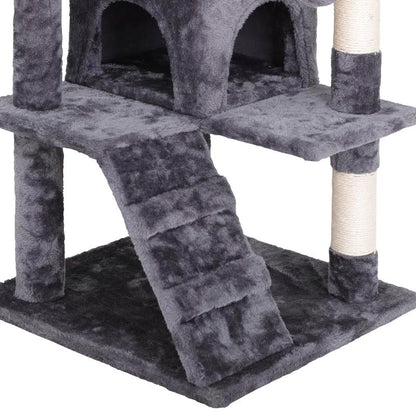 Linkyx 55" Multi-Tier Cat Tree Condo with Plush Perches, Sisal Scratching Posts, and 2 Cozy Hideaways
