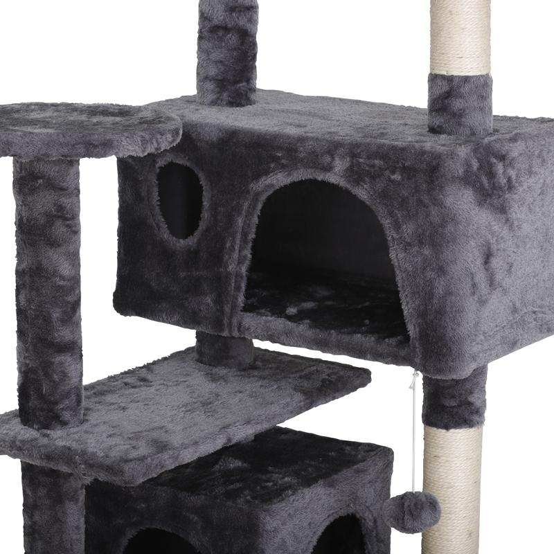 Linkyx 55" Multi-Tier Cat Tree Condo with Plush Perches, Sisal Scratching Posts, and 2 Cozy Hideaways