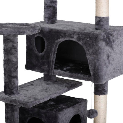 Linkyx 55" Multi-Tier Cat Tree Condo with Plush Perches, Sisal Scratching Posts, and 2 Cozy Hideaways