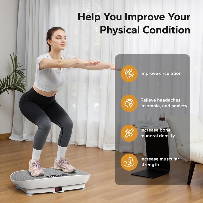 Vibration Plate Exercise Machine, Lymphatic Drainage Machine, Whole Body Workout Vibration Platform for Wellness and Fitness Home Gym Equipment